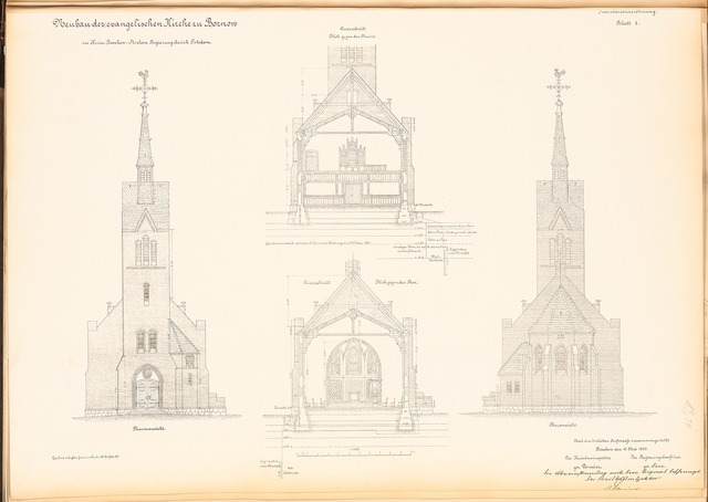 Bauplan Kirche Bornow drei